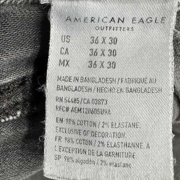 American Eagle Skinny Jeans Mens 36x30 Measures 37x27.5 Gray Distressed Stretch - Picture 4 of 11